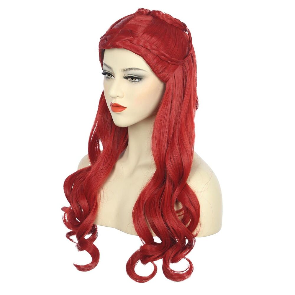 Long Red Wavy Curly Braided Cosplay Wig Adult Anime Kpop Halloween - Picture 7 of 10